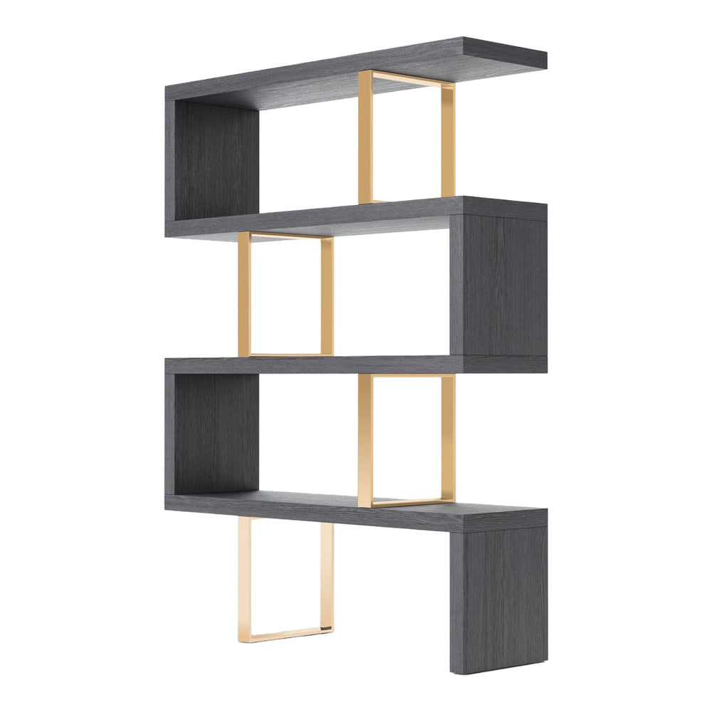 Maze - Elm Grey & Gold Bookcase - View 6