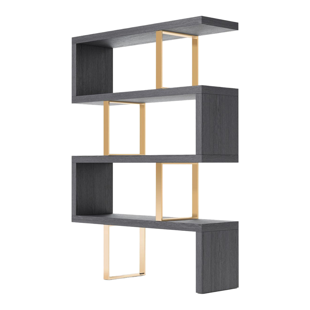 Maze - Elm Grey & Gold Bookcase