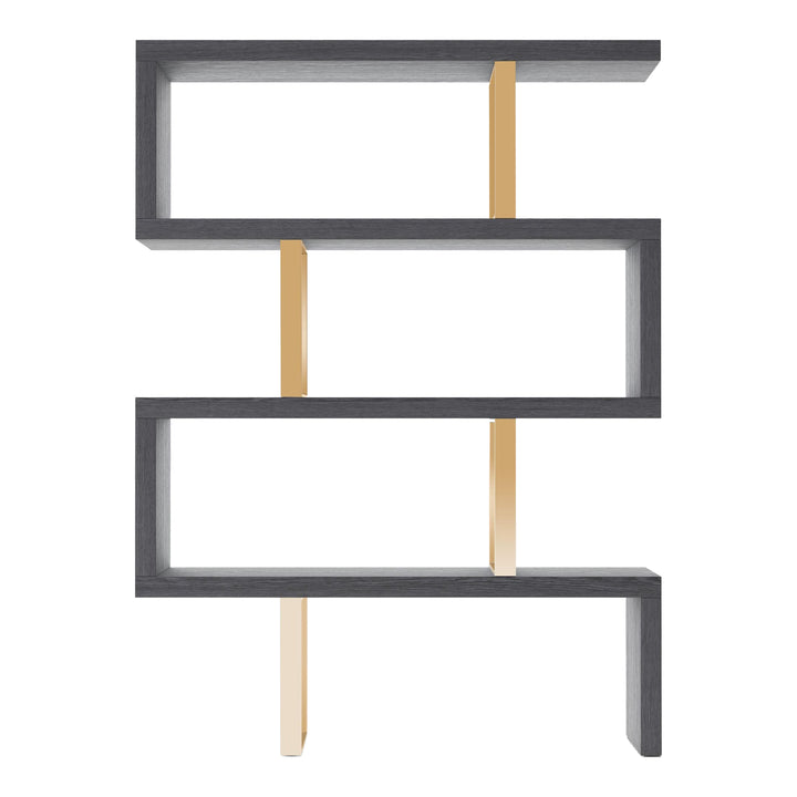 Maze - Elm Grey &amp; Gold Bookcase