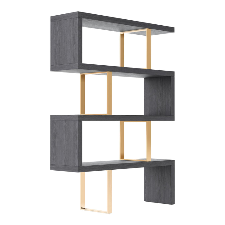 Maze - Elm Grey &amp; Gold Bookcase