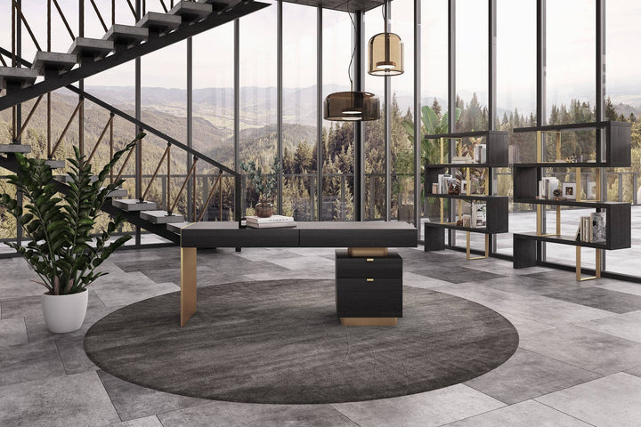 Maze - Elm Grey &amp; Gold Bookcase