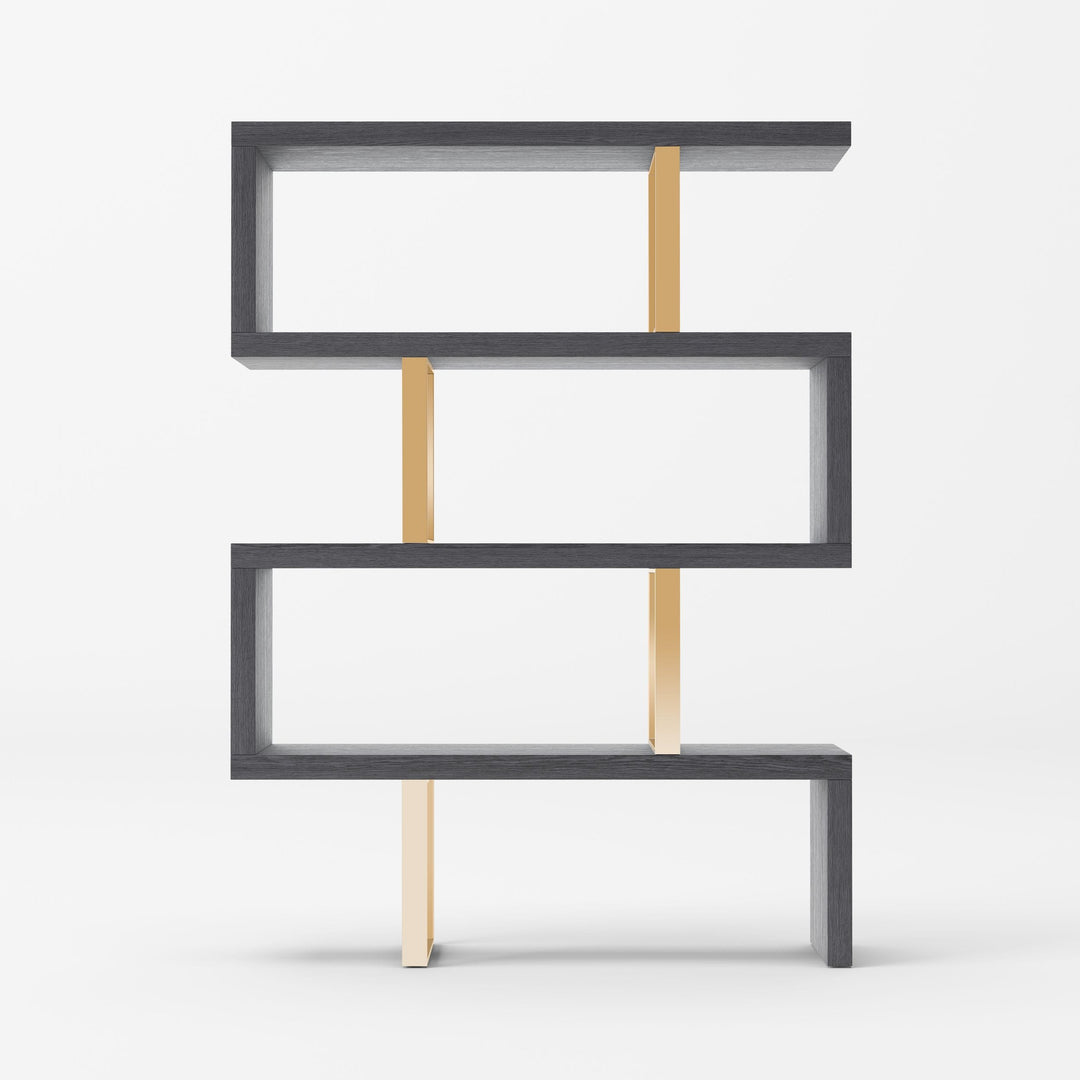 Maze - Elm Grey & Gold Bookcase
