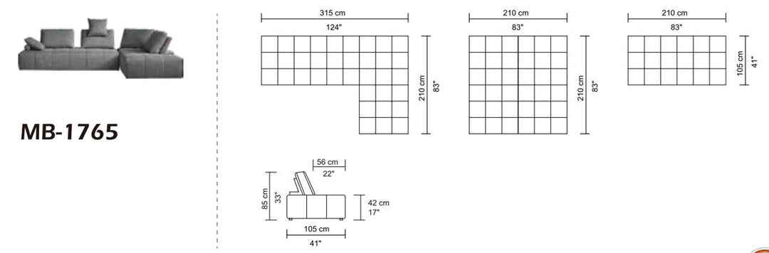 Edgar - Modern Grey Fabric Modular Sectional Sofa