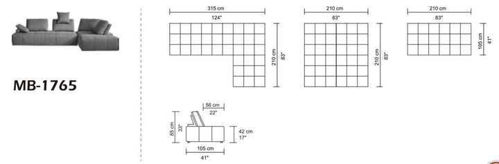 Edgar - Modern Grey Fabric Modular Sectional Sofa