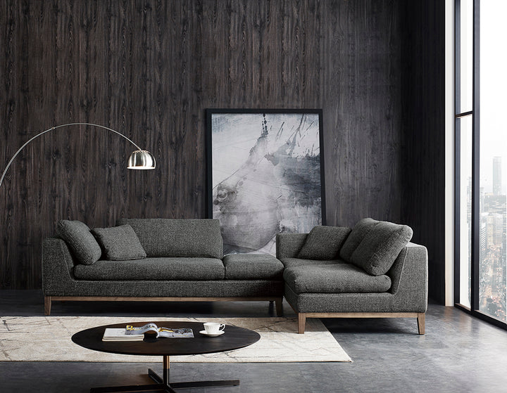 Hickman - Modern Dark Grey Fabric Right Facing Sectional Sofa