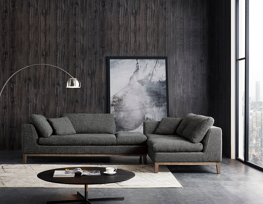 Hickman - Modern Dark Grey Fabric Right Facing Sectional Sofa - View 3