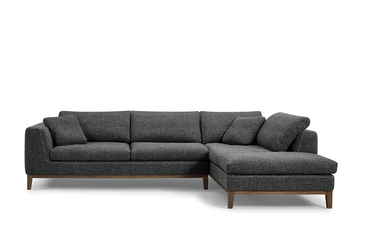 Hickman - Modern Dark Grey Fabric Right Facing Sectional Sofa