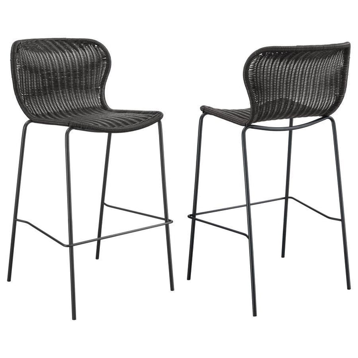 Mckinley - Faux Rattan Metal Bar Chair (Set of 2) - Brown Stool Set modern furniture Contempo Furniture