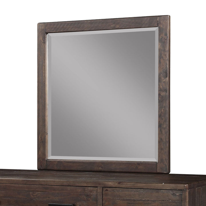 McKinney Solid Wood Beveled Glass Mirror in Espresso Pine Mirror modern furniture Contempo Furniture