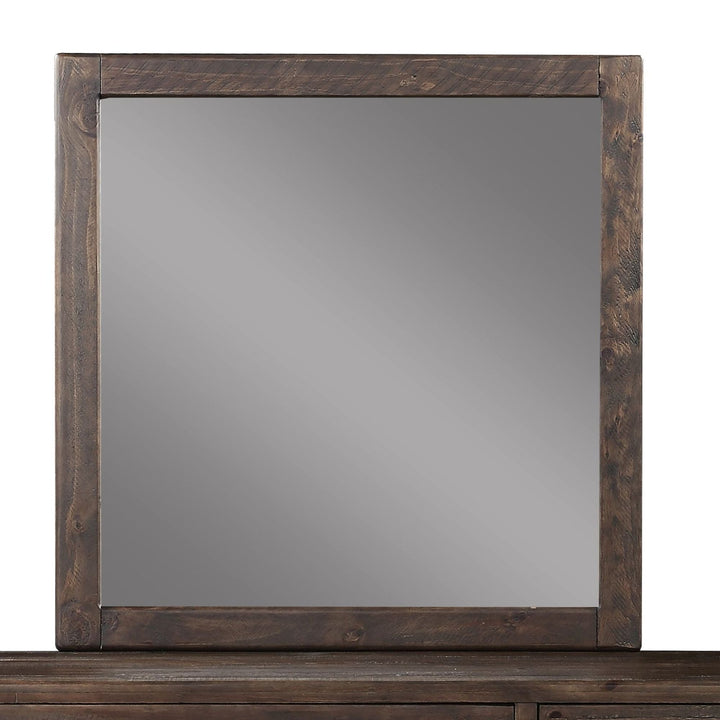 McKinney Solid Wood Beveled Glass Mirror in Espresso Pine Mirror modern furniture Contempo Furniture