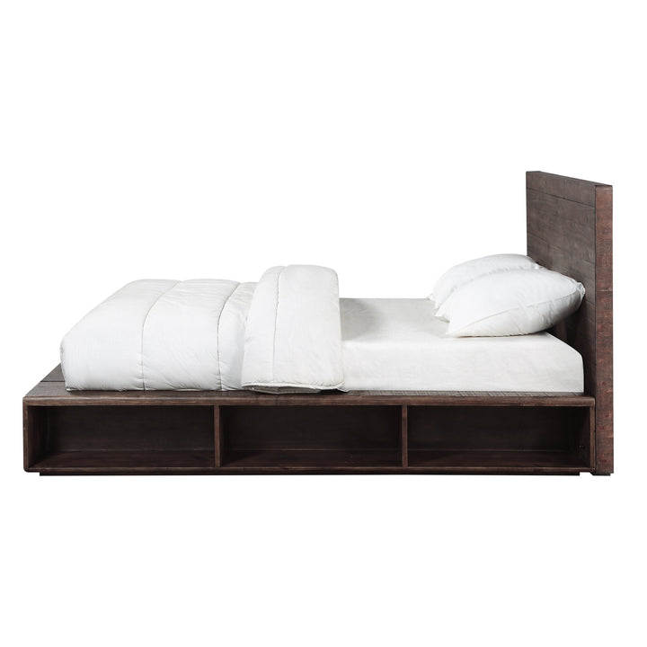 McKinney Solid Wood Low Platform Storage Bed in Espresso Pine Bed modern furniture Contempo Furniture
