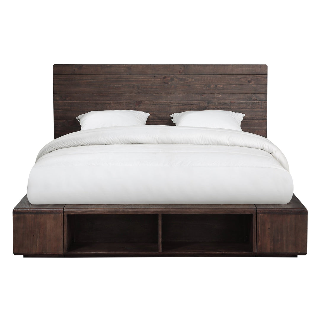 McKinney Solid Wood Low Platform Storage Bed in Espresso Pine Bed modern furniture Contempo Furniture