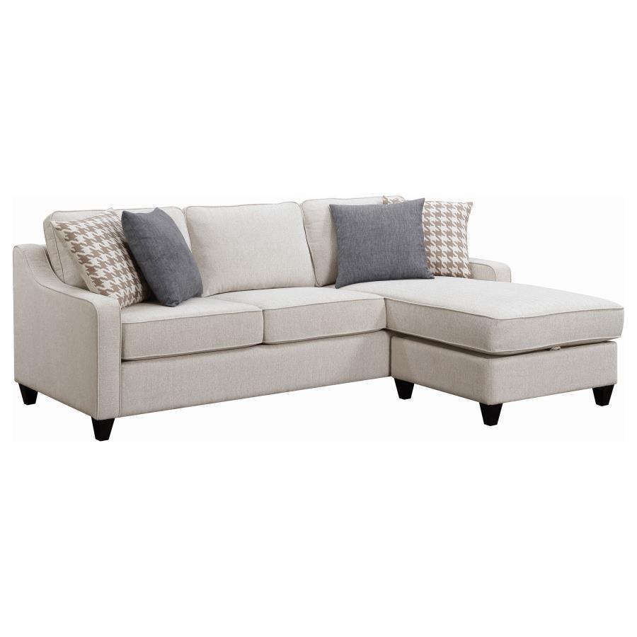 Mcloughlin - Upholstered Sloped Arm Sectional Sofa - Platinum Stationary Sectional modern furniture Contempo Furniture