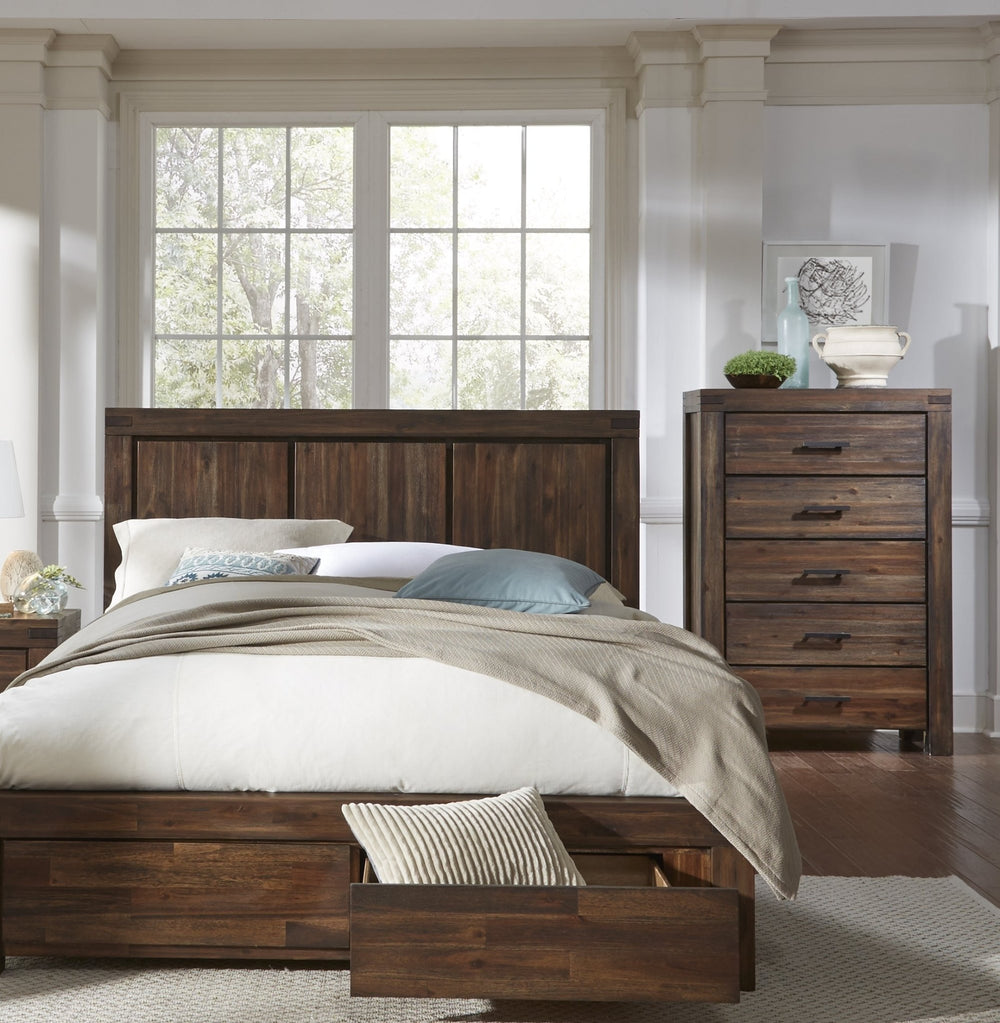 Meadow Five Drawer Solid Wood Chest in Brick Brown Chest modern furniture Contempo Furniture