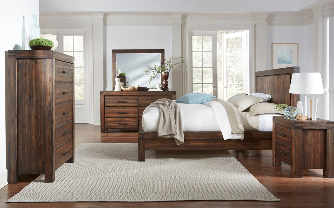 Meadow Five Drawer Solid Wood Chest in Brick Brown Chest modern furniture Contempo Furniture