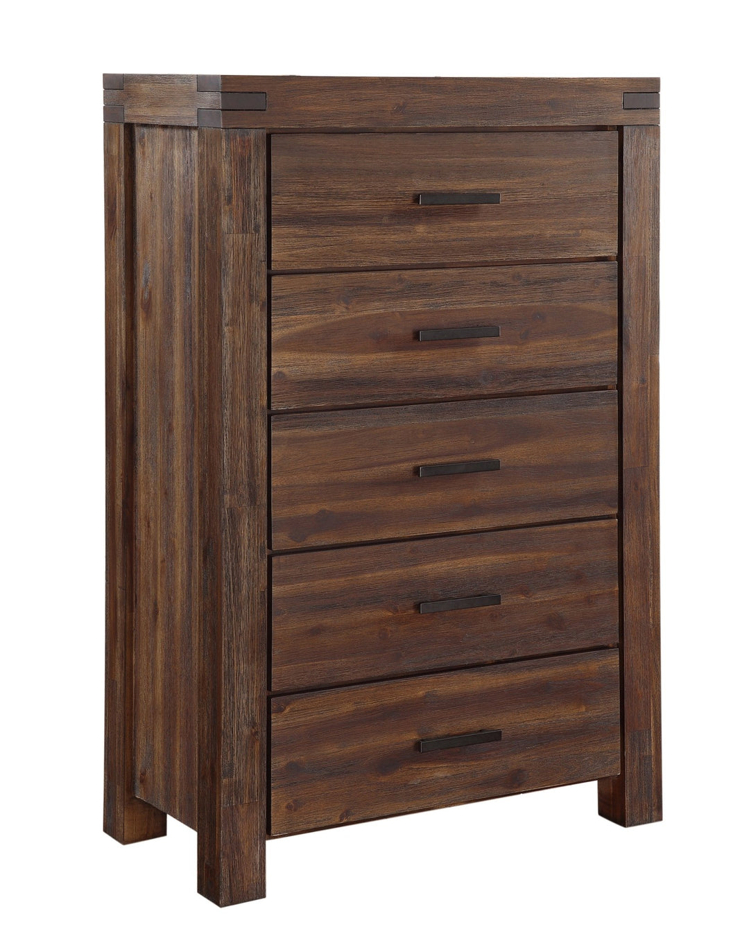 Meadow Five Drawer Solid Wood Chest in Brick Brown Chest modern furniture Contempo Furniture