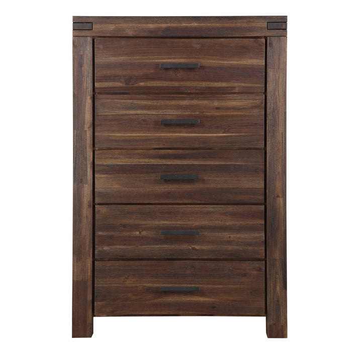 Meadow Five Drawer Solid Wood Chest in Brick Brown Chest modern furniture Contempo Furniture