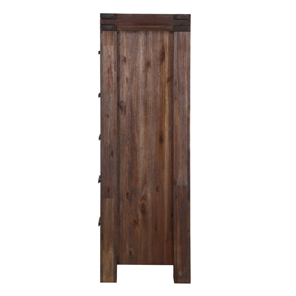 Meadow Five Drawer Solid Wood Chest in Brick Brown Chest modern furniture Contempo Furniture