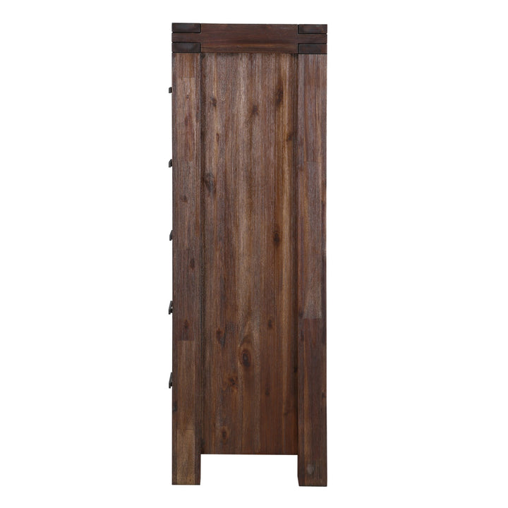 Meadow Five Drawer Solid Wood Chest in Brick Brown Chest modern furniture Contempo Furniture