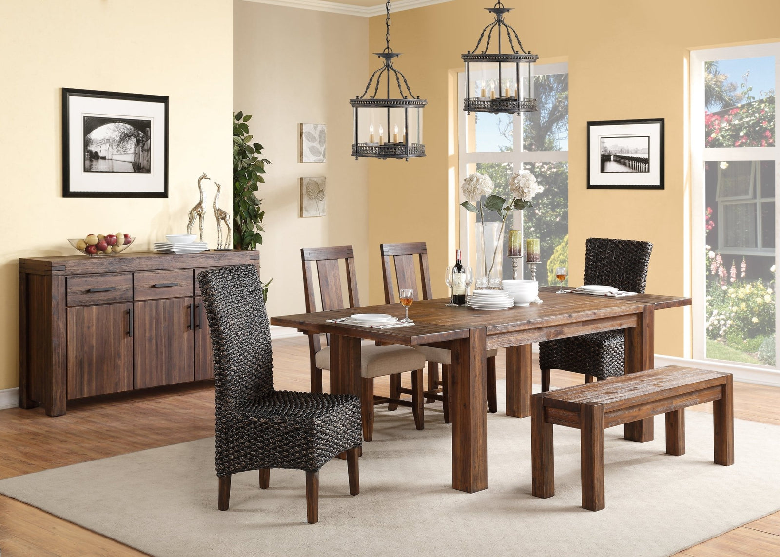 Meadow Solid Wood Extending Dining Table in Brick Brown Table modern furniture Contempo Furniture
