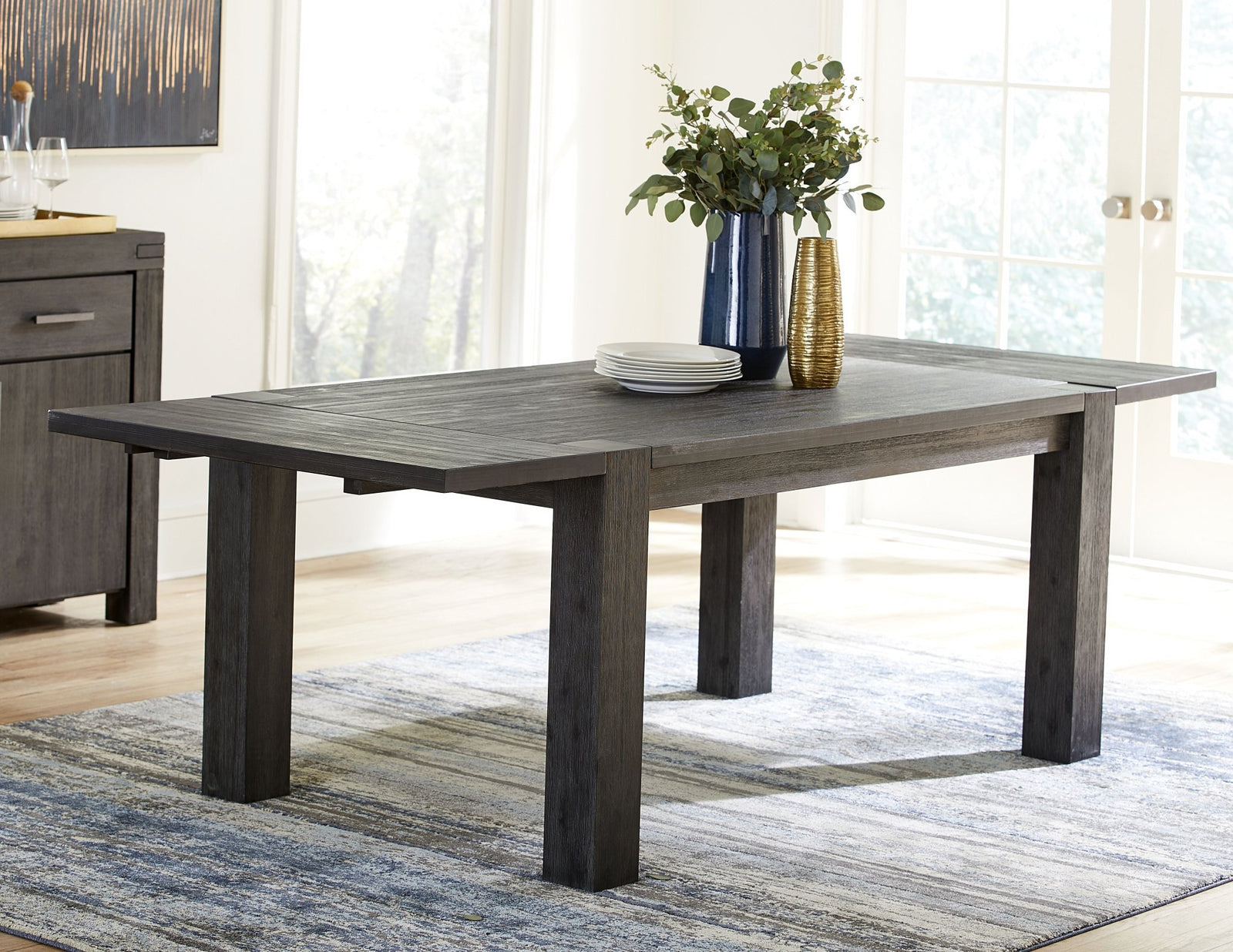 Meadow Solid Wood Rectangle Table in Graphite Table modern furniture Contempo Furniture