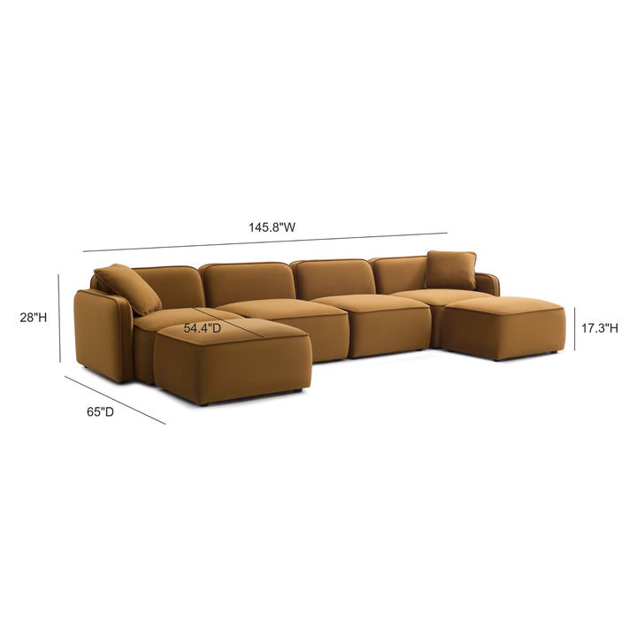 Travie 6-Piece Modular U-Sectional - Honey