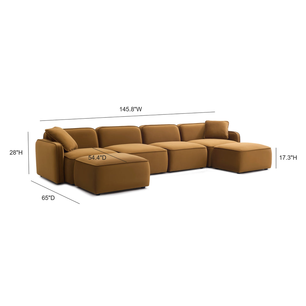 Travie 6-Piece Modular U-Sectional - Honey