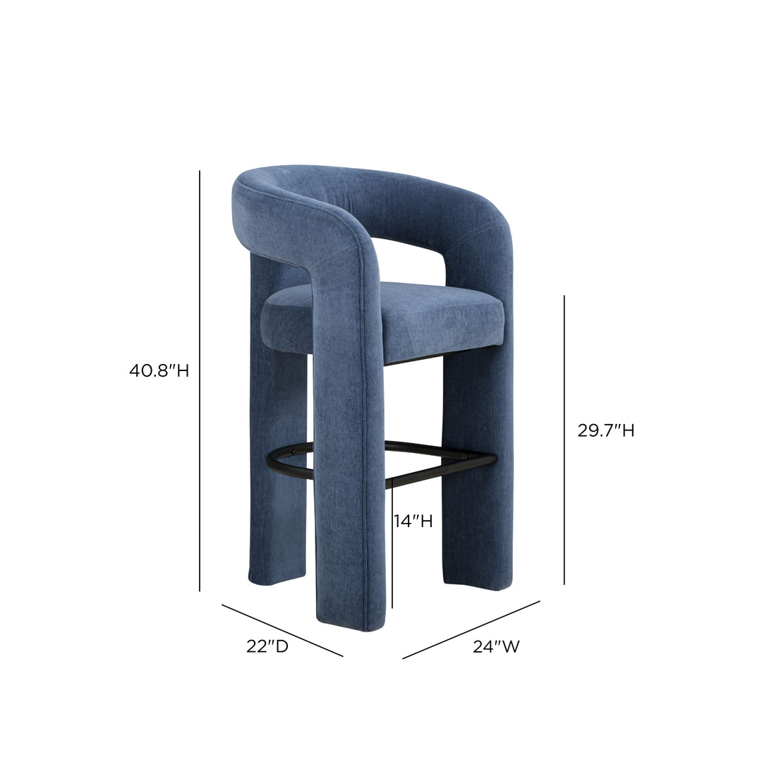 Malone Blue Denim Performance Chenille Bar Stool