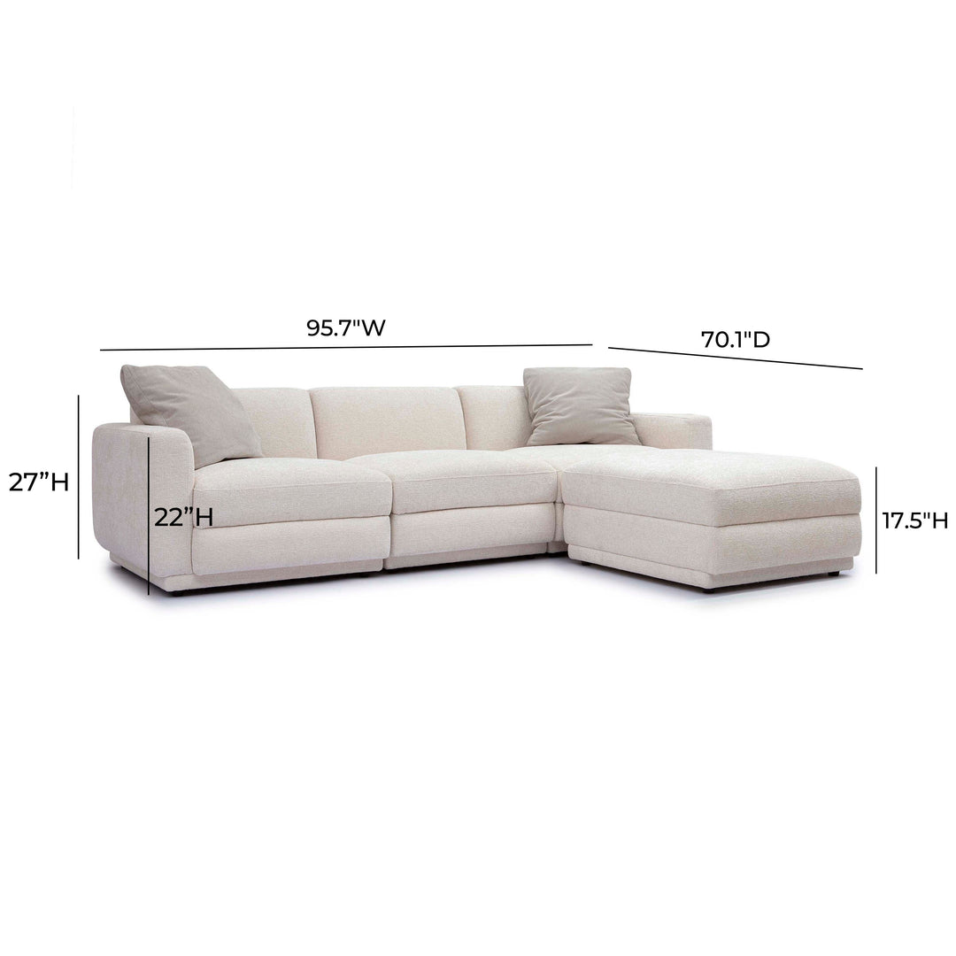 Perry 4-Piece Cream Performance Chenille Modular Sectional