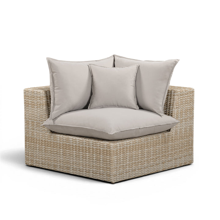 Cali Performance Fabric &amp; Wicker Outdoor Corner Chair