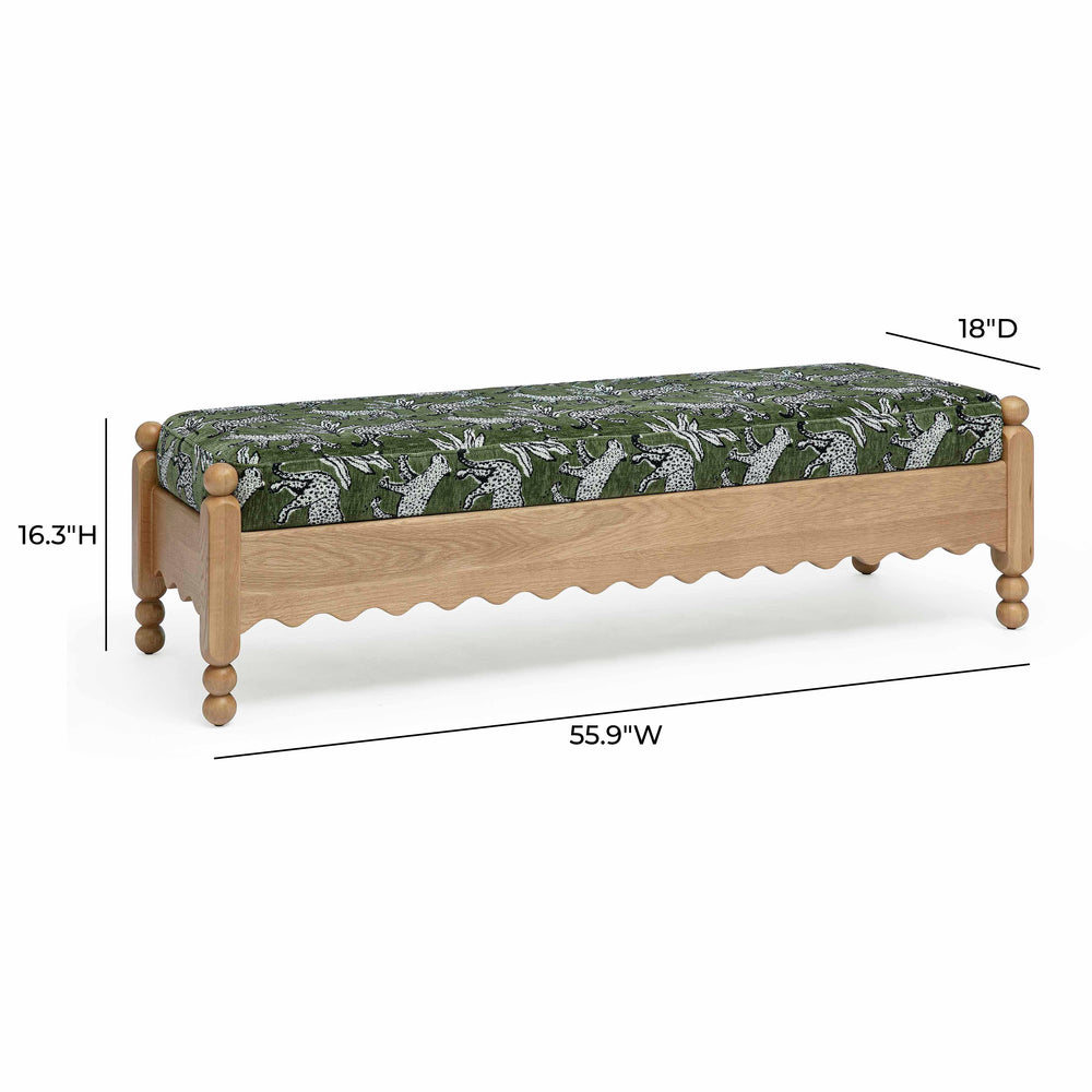 Thelma 56" Leopard Performance Jacquard Fabric Bench