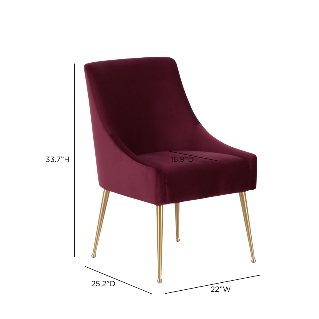 Beatrix Burgundy Performance Velvet Dining Chair