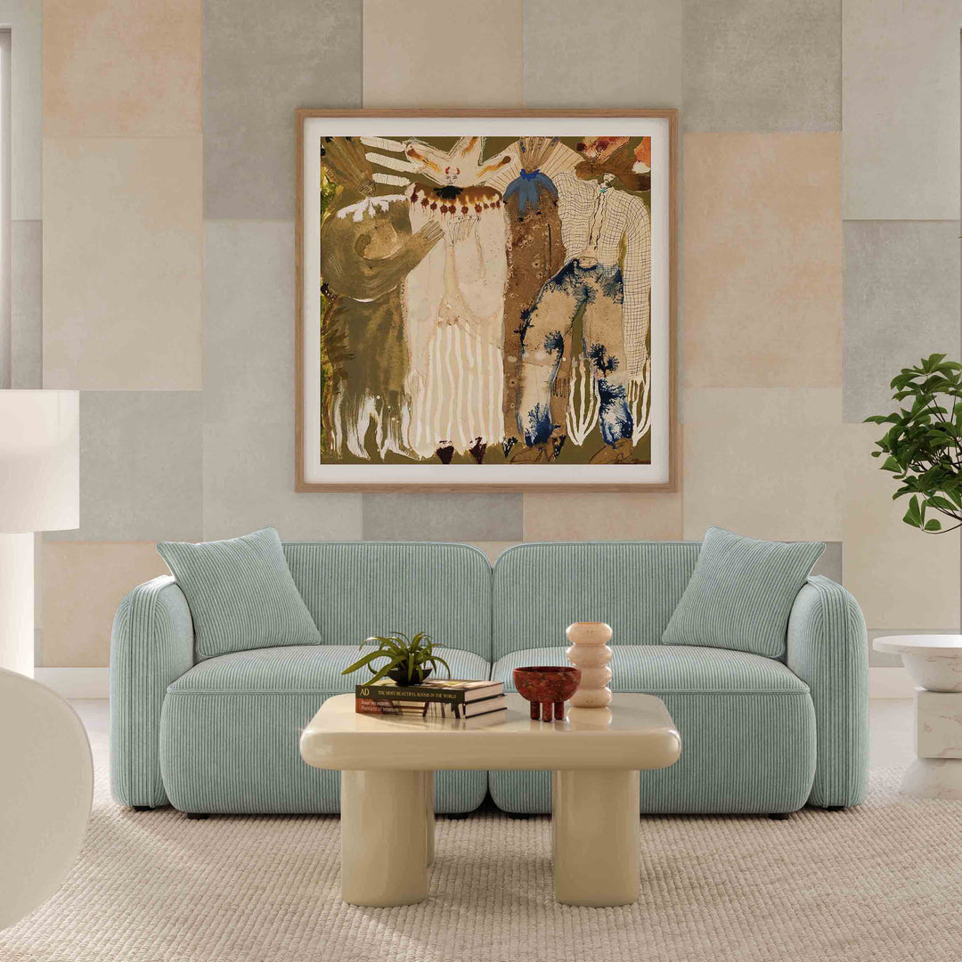 Travie 78" Sea Blue Performance Corduroy Velvet Modular Loveseat