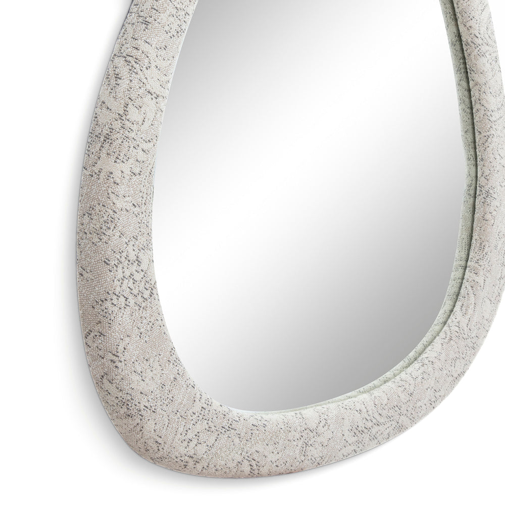 Klaryss 32"X25" Neutral Floral Jacquard Wall Mirror