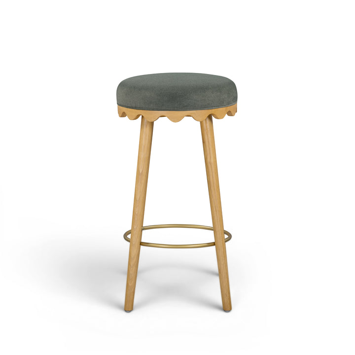 Oodle Green Performance Vegan Mohair Bar Stool - Natural Ash