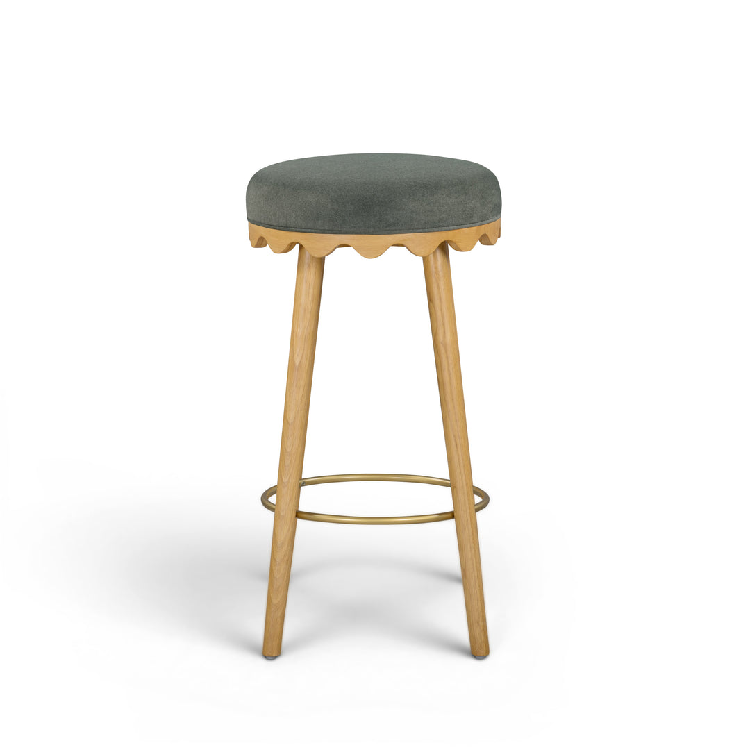 Oodle Green Performance Vegan Mohair Bar Stool - Natural Ash