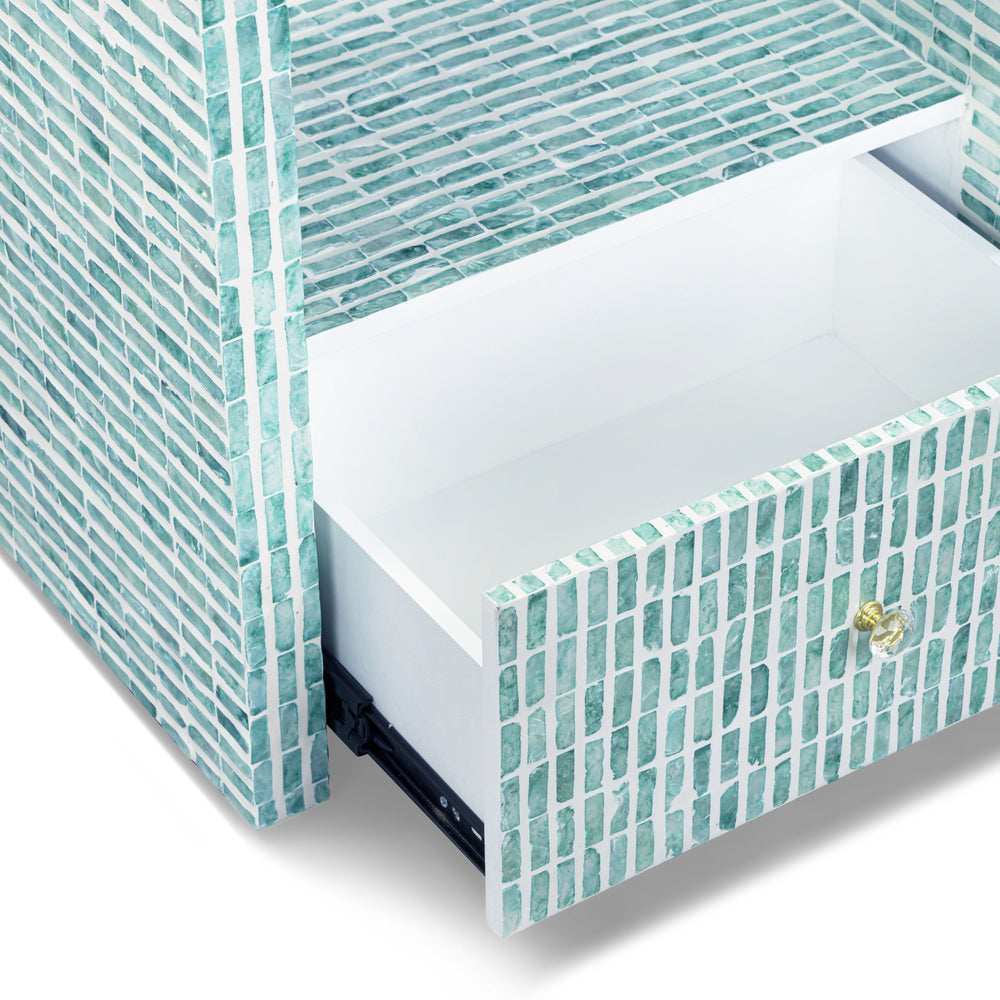 Tia 20" Blue Mother of Pearl Nightstand
