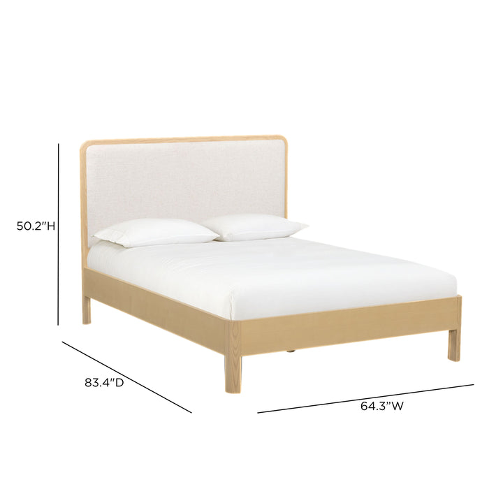 Rafaelle Natural Solid Ash and Cream Upholstered Bed - Queen