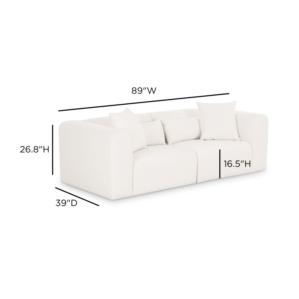 Tarra 86" Cream Contract-Grade Fabric Modular Loveseat