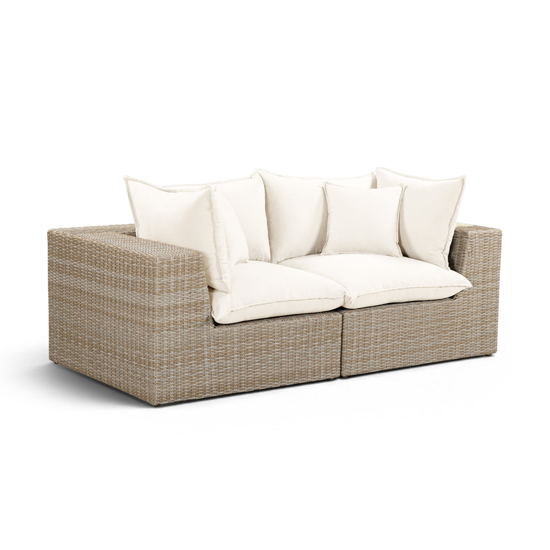 Cali 80" Performance Fabric &amp; Wicker Outdoor Loveseat
