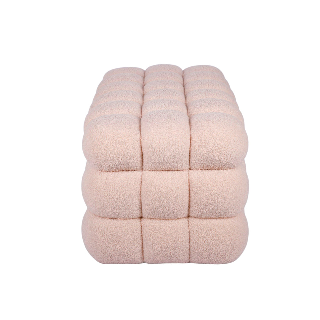 Anita 39" Faux Shearling Storage Bench With Reversible Tray Top - Pink