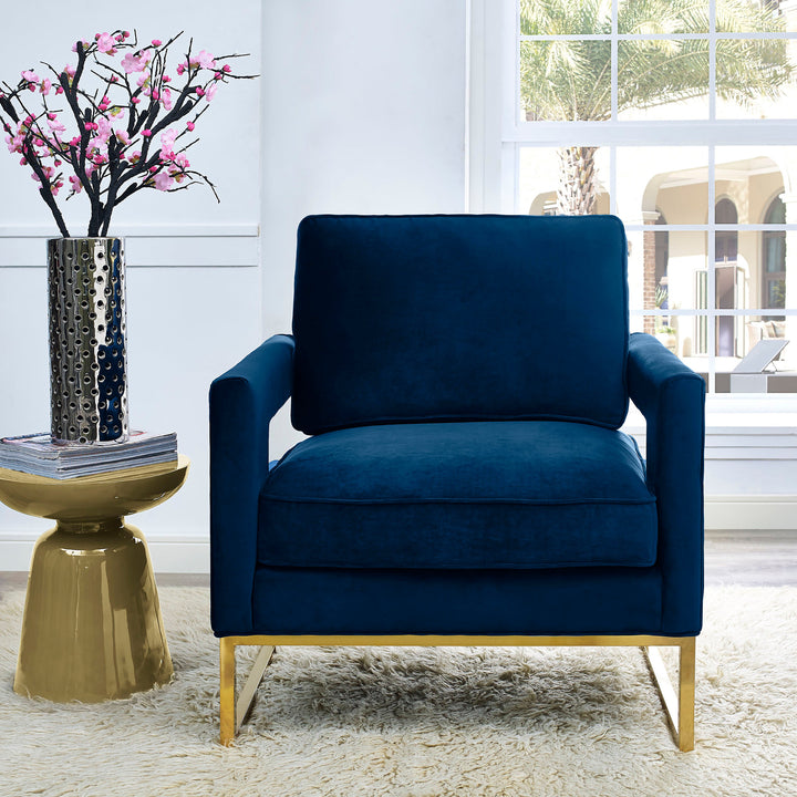 Avery Performance Velvet Accent Chair - Navy