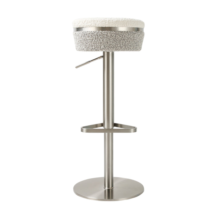 Astro Grey &amp;amp; White Performance Boucle Adjustable Stool