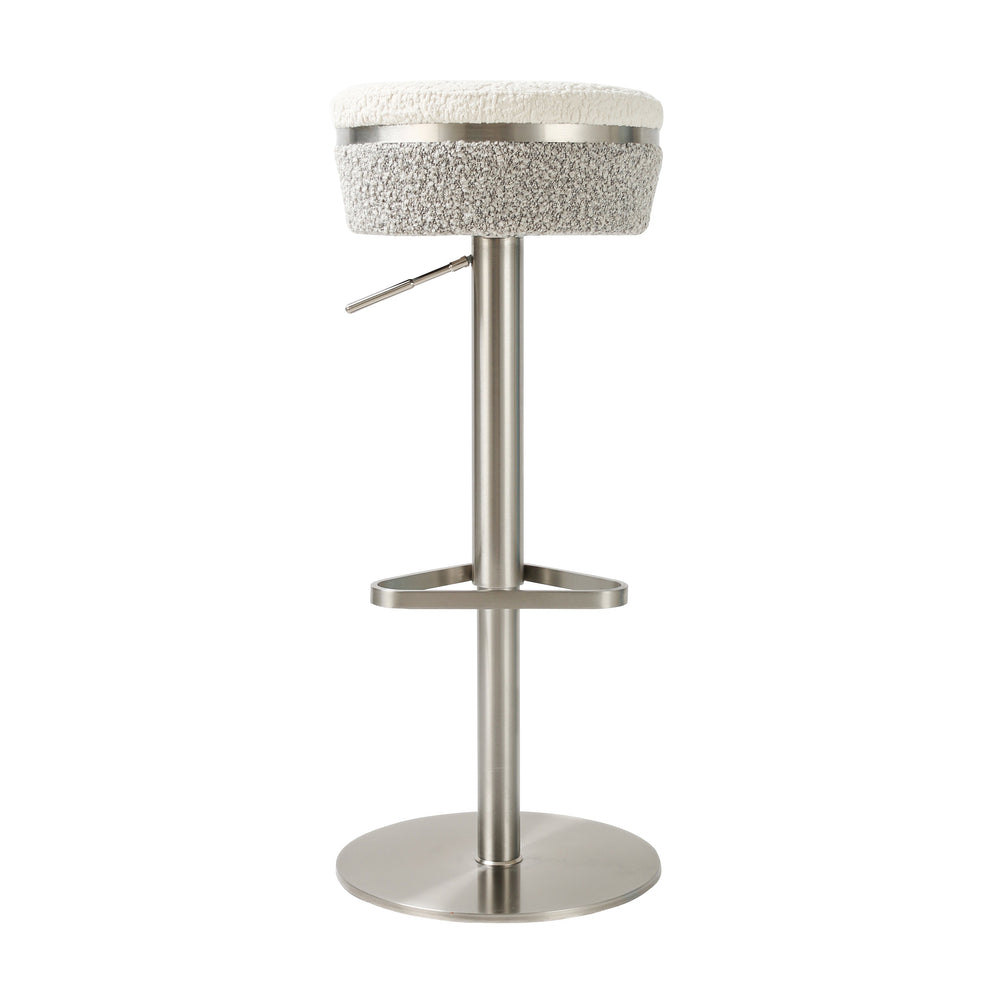 Astro Grey &amp; White Performance Boucle Adjustable Stool