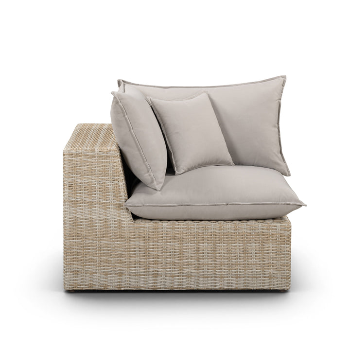 Cali Performance Fabric &amp; Wicker Outdoor Corner Chair