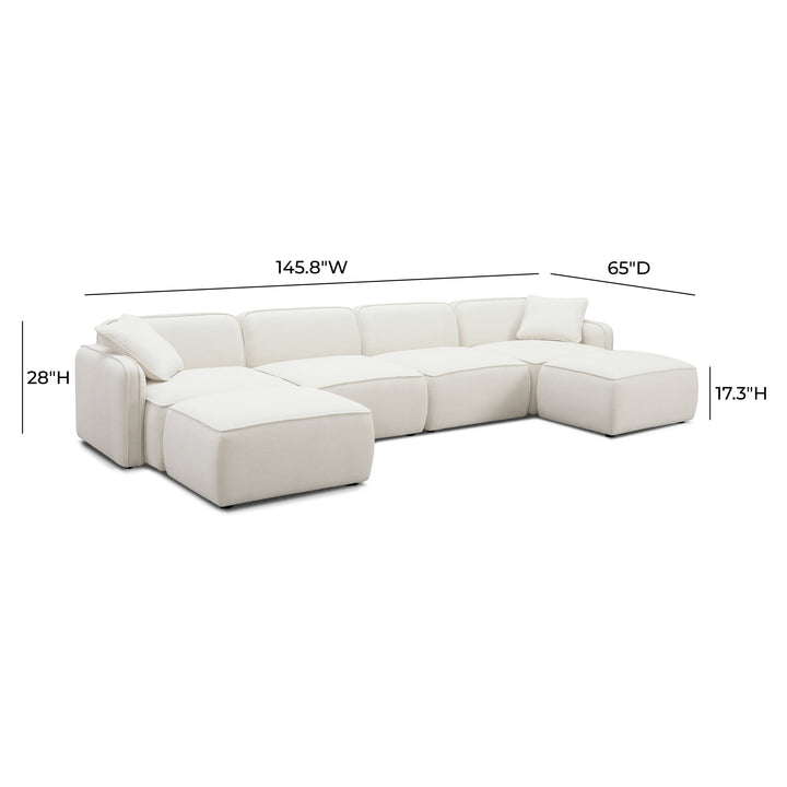 Travie 6-Piece Sand Upcycled Performance Linen Modular U-Sectional