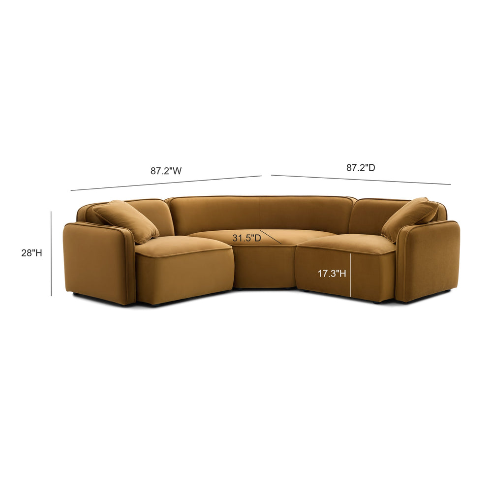 Travie 3-Piece Modular L-Sectional - Honey