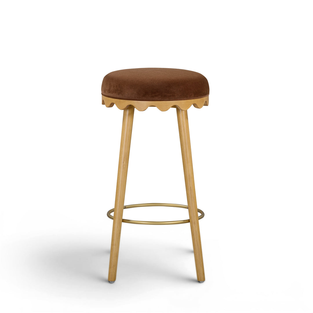 Oodle Bronze Performance Vegan Mohair Bar Stool - Natural Ash
