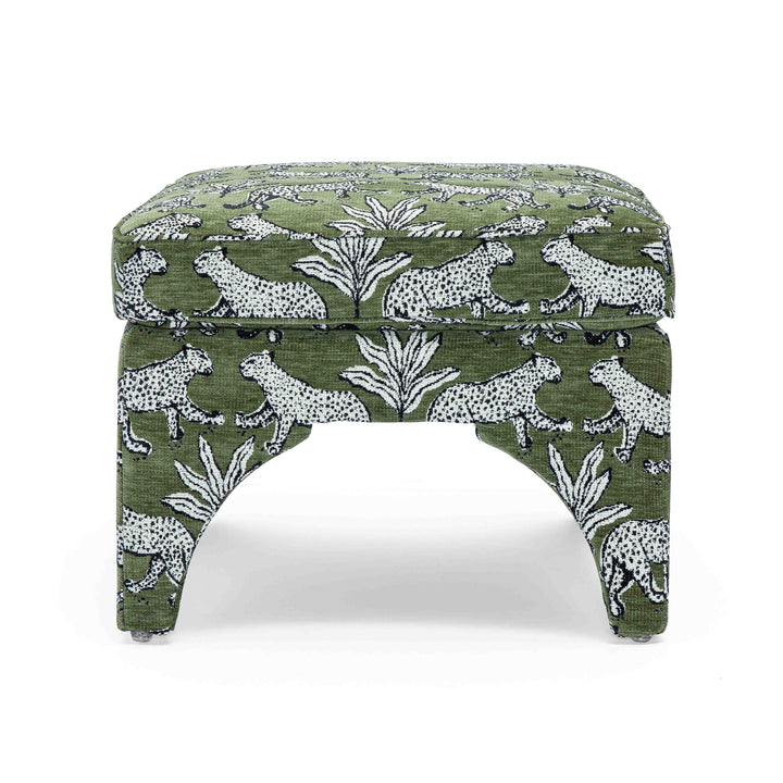 Raji Leopard Performance Jacquard Ottoman