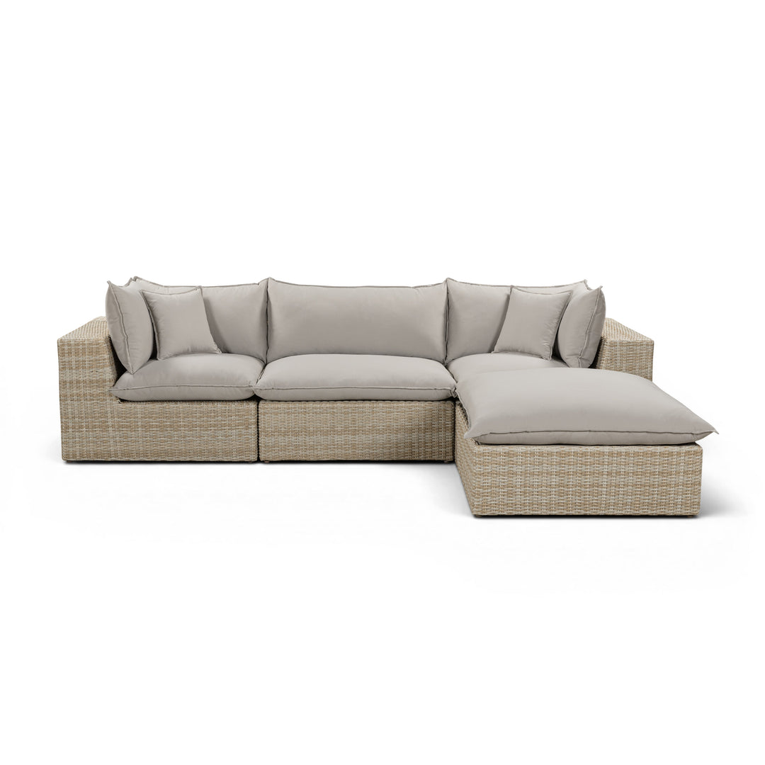 Cali 4-Piece Performance Fabric &amp; Wicker Outdoor Sectional